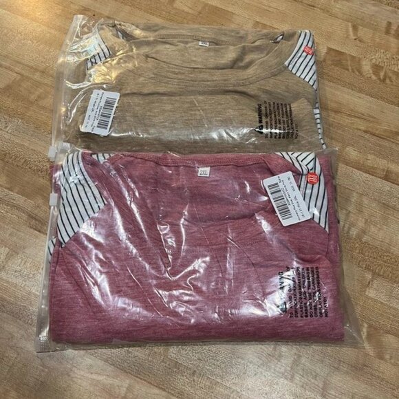 Brown Stripe Leopard Patchwork Long Sleeve Raglan Top Soft Knit Tee 2XL - Picture 4 of 4